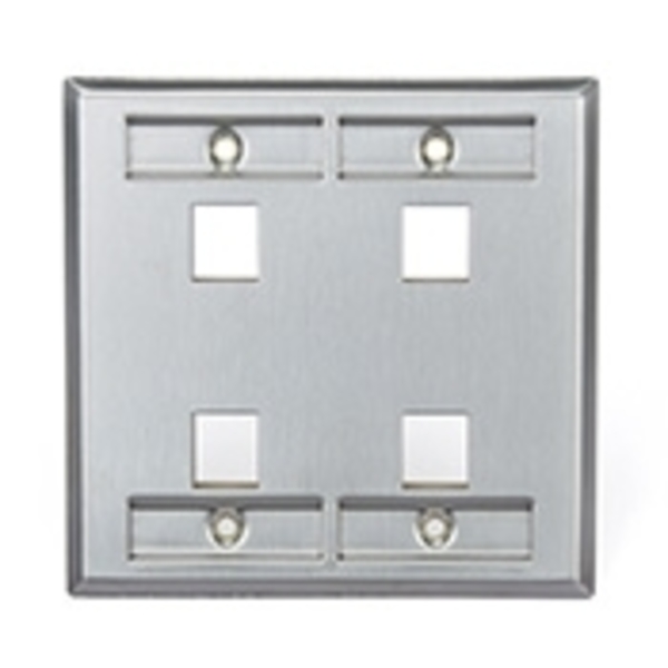 Leviton Wall Plate 4Port Dg Id Ss 592104